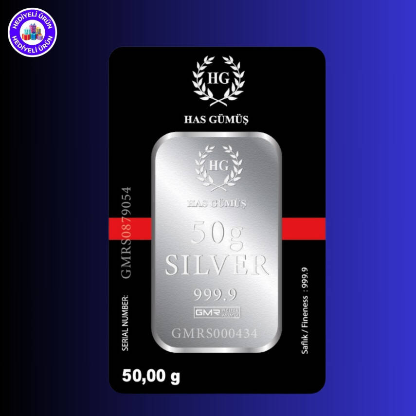HAS Külçe Gümüş 50gr. (999.9) - 1
